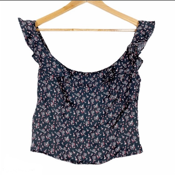 FREE PEOPLE Stay With You Ruffled Crop Top Black - Picture 2 of 8